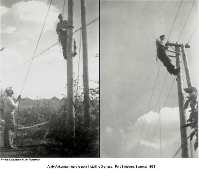 Andy Akkerman up utility pole