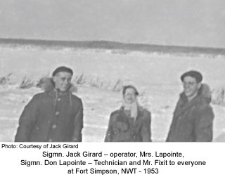 Jack Girard with Don and Mrs LaPointe, Ft. Simpson 1953