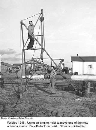 Dick Bullock on engine hoist.