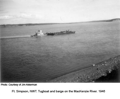Tug and barge on Mackenzie river