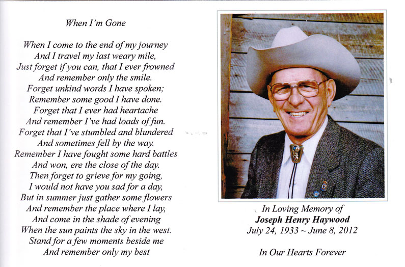 Joe Haywood Obit 1